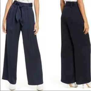 NWT ELIZA J | Navy Blue High Waist Satin Pleated Pants go Work to Dinner